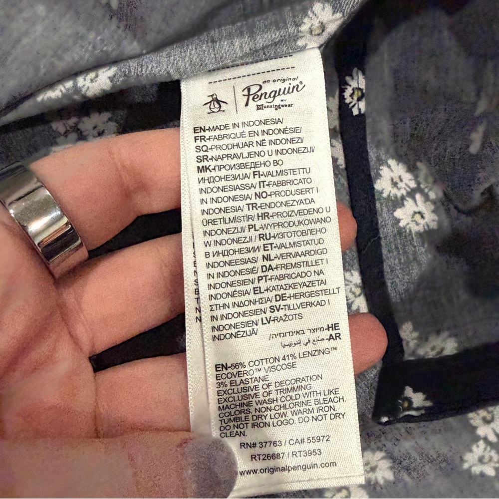 An Original Penguin by Munsingwear Blue Flower Button Down Long Sleeve - Picture 10 of 13